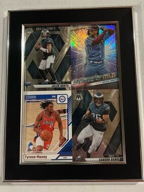 Framed Sports Trading Card Display in Black and Silver
